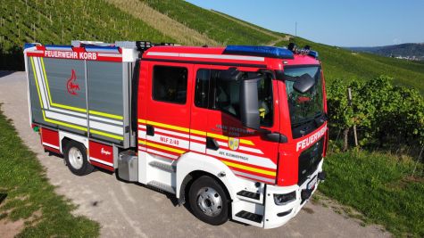 Mittleres Löschfahrzeug (MLF) seitlich von vorne-oben